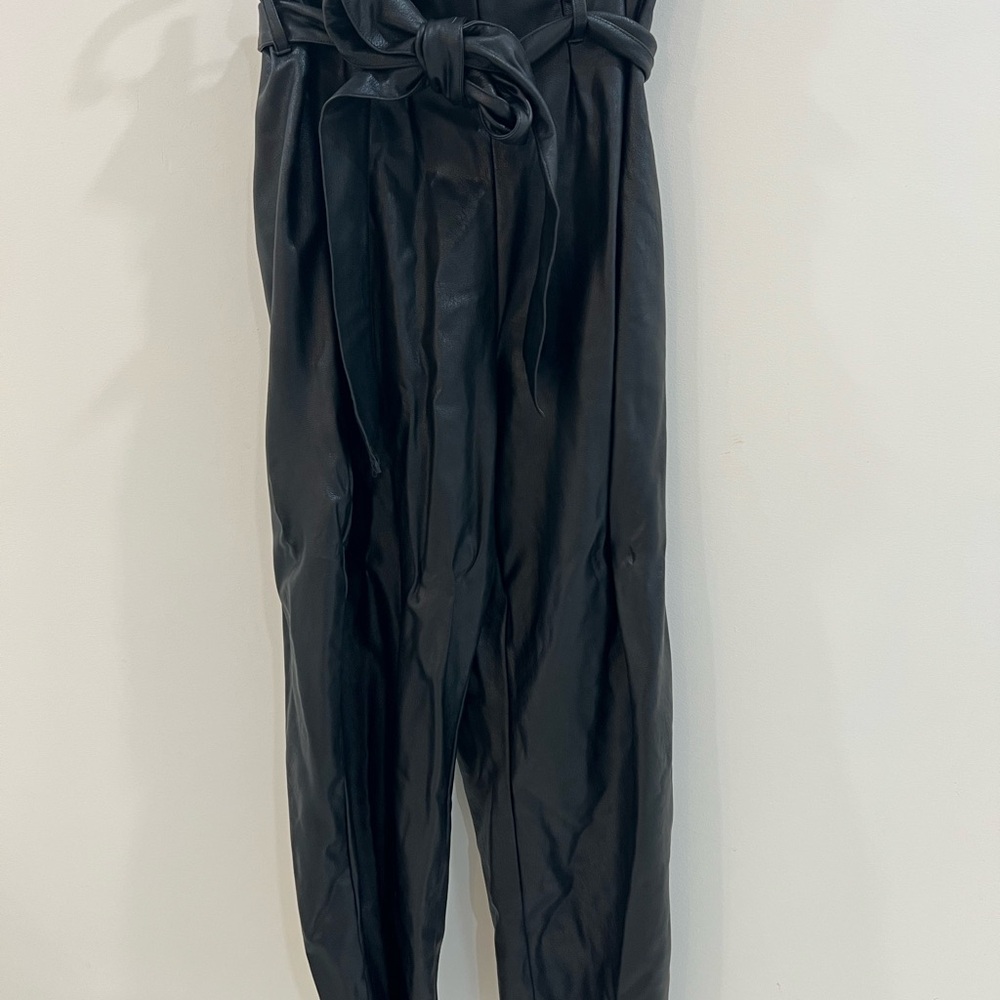 Commando Faux Leather  Paper Bag Pants( Belt)